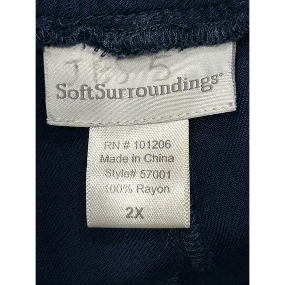 Navy Blue Soft Surroundings Womens Elastic Waist Pants Ankle Zippers Sz 2X - Picture 6 of 9